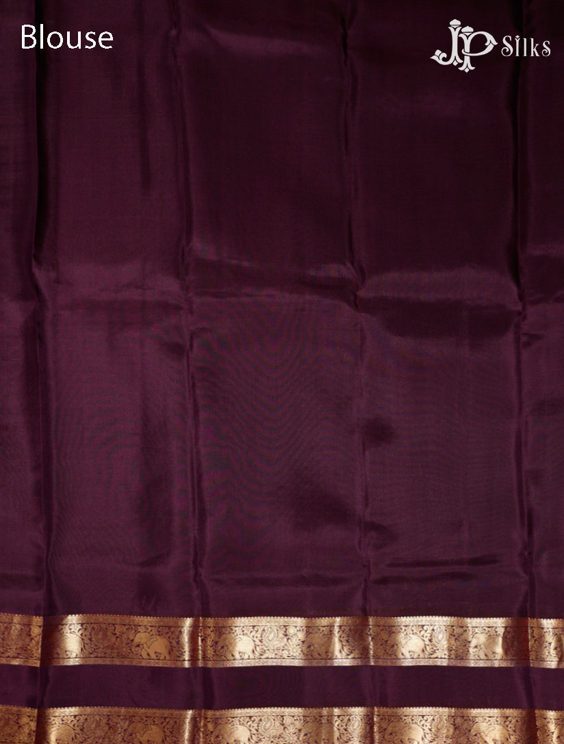 Dark Lavender & Brown Pure Silk Mix Saree - G330-view 7