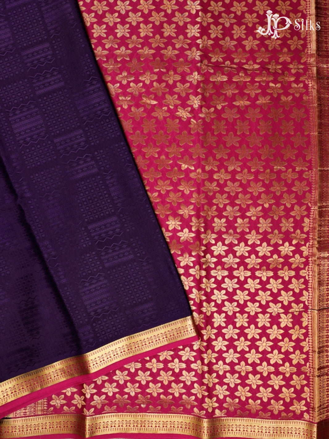 Purple And Dark Pink Mysore Silk Saree - D4801