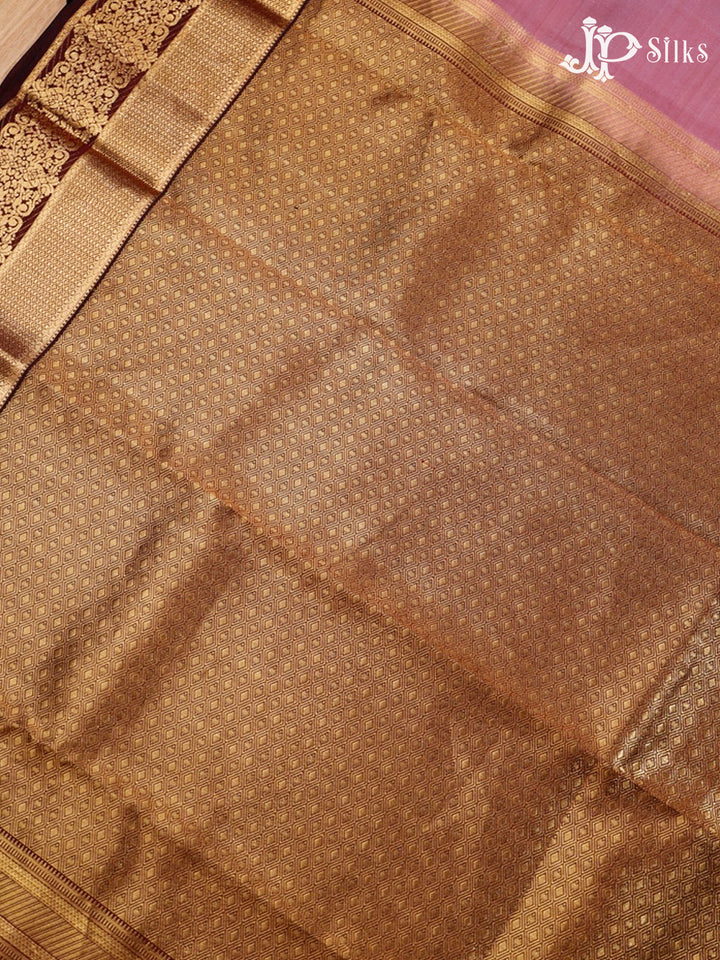 Dark Mauve and Brown Pure Silk Mixed Saree - G387