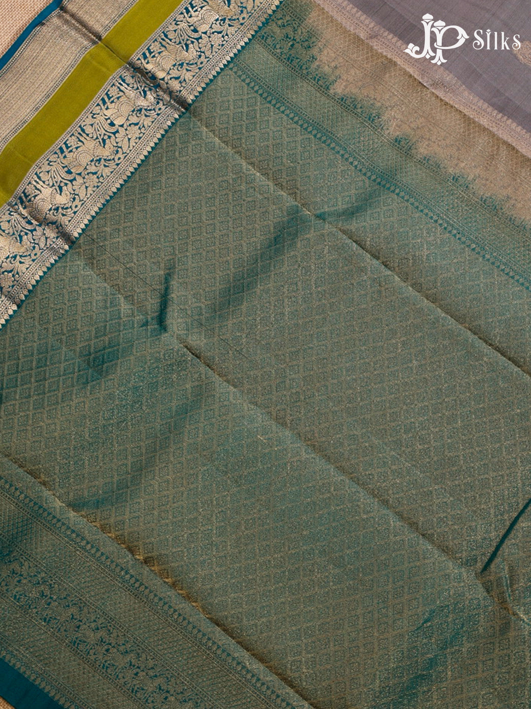 Grey & Rama Green Pure Silk Mix Saree - G348-view6