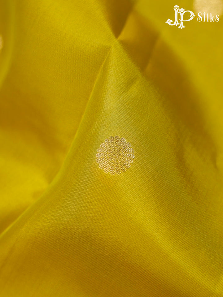 Lemon Green and Violet Pure Silk Mixed Saree - G372