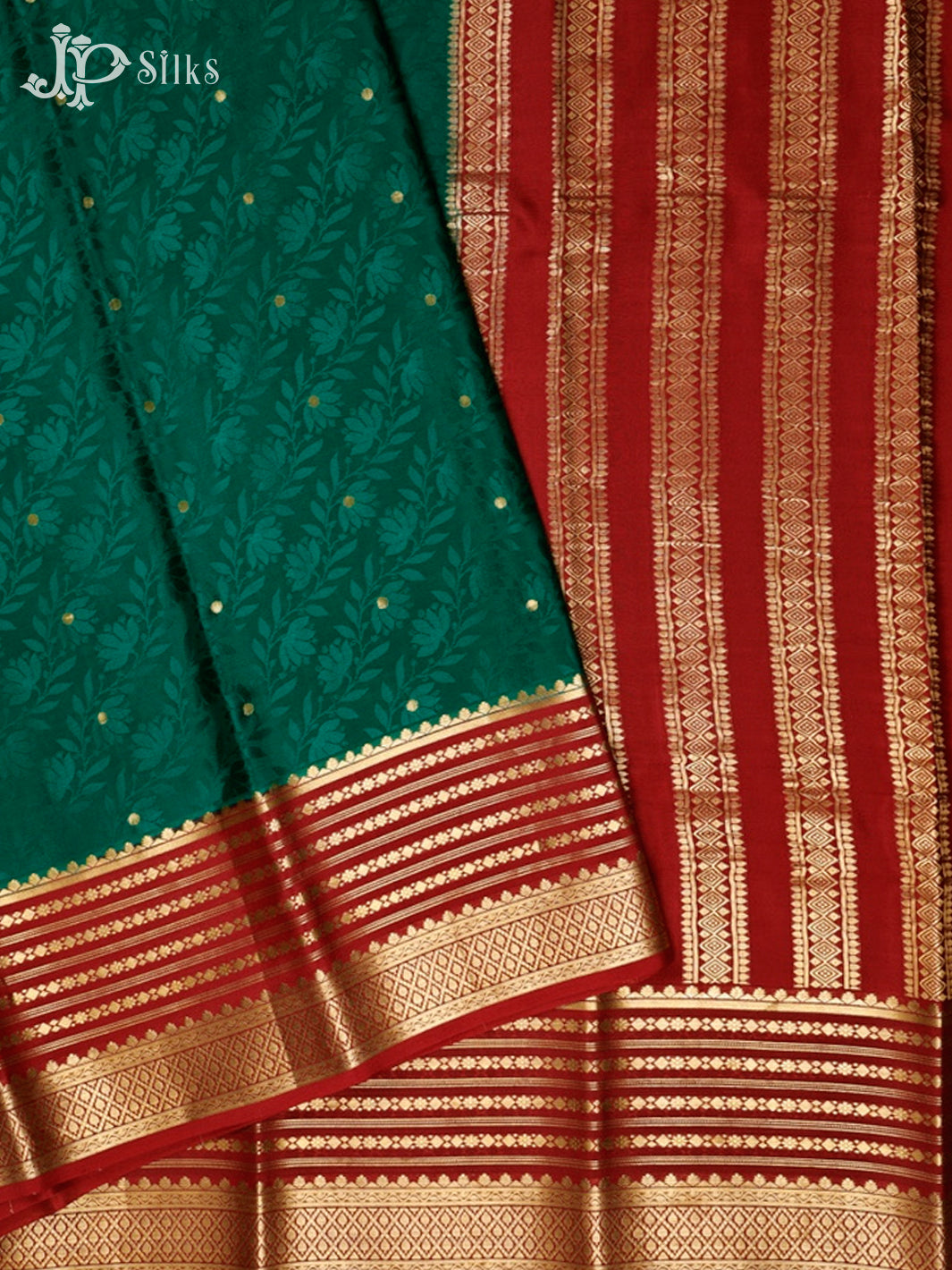 Bottle Green And Maroon Mysore Silk Saree - D4764