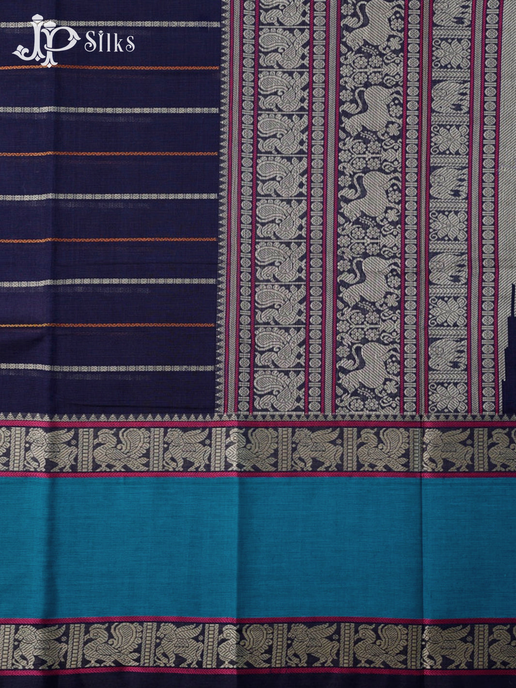 Navy Blue Kanchi Cotton Saree - D9710-view4