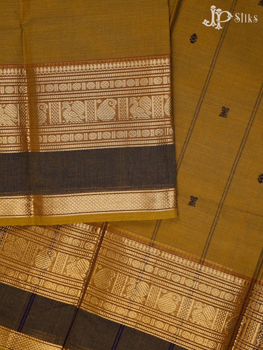 Dark Mustard And Light Maroon Theni Cotton Saree - G95