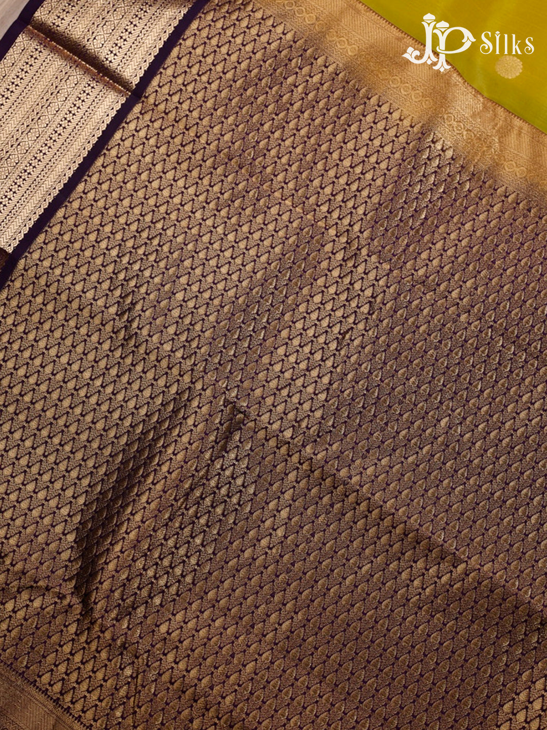 Lemon Green and Violet Pure Silk Mixed Saree - G372