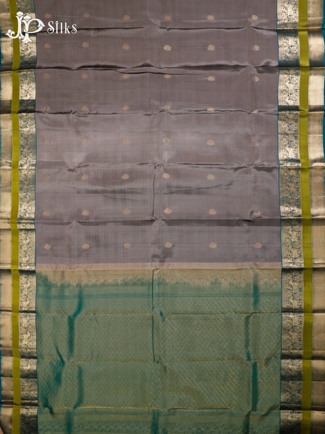 Grey & Rama Green Pure Silk Mix Saree - G348-view5