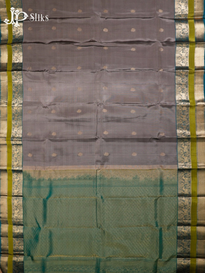 Grey & Rama Green Pure Silk Mix Saree - G348-view5