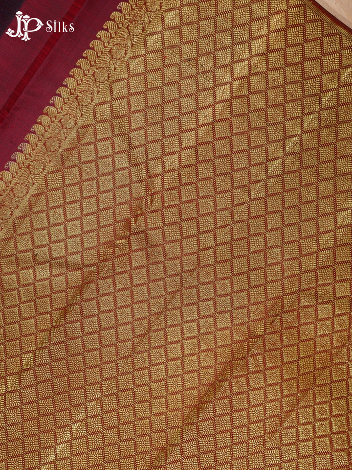 Maroon Borderless Kanchipuram Silk Saree - G422 “view3”