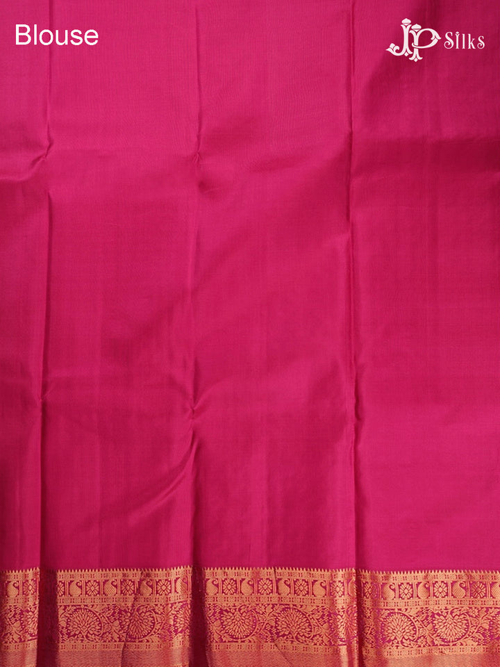 Ink Blue and Pink Kanchipuram Silk Saree - E236 4