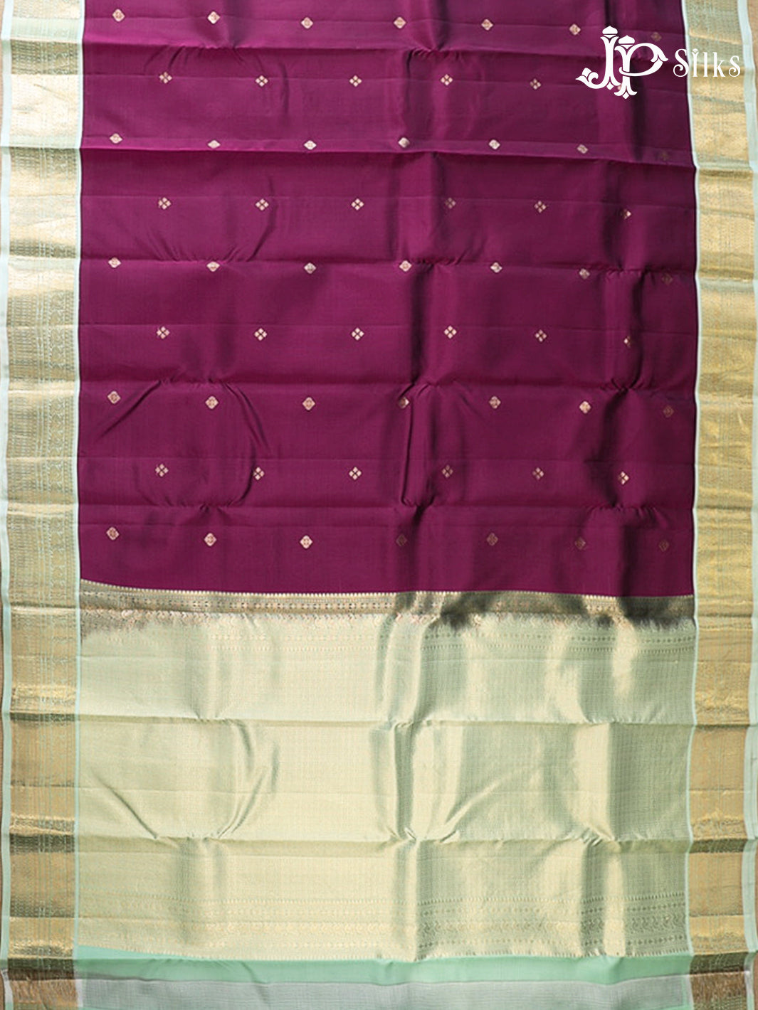 Deep Violet & Pastel Green Pure Silk Mix Saree - G946