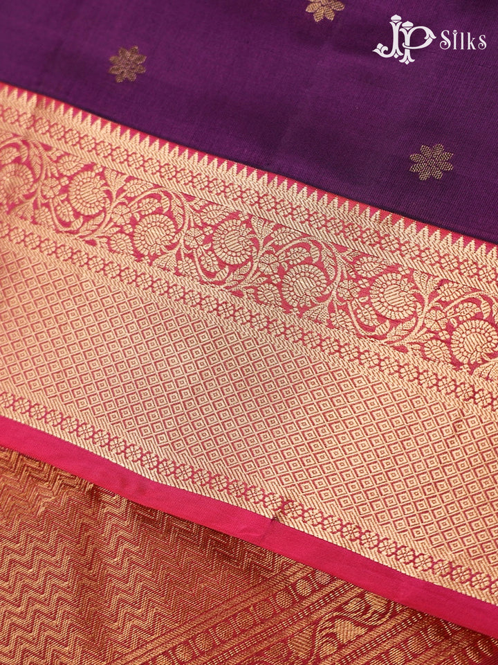 Purple And Pink Pure Silk Mixed Saree - G58