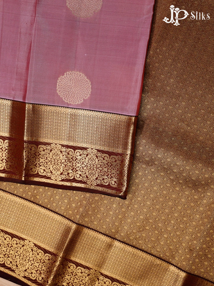 Dark Mauve and Brown Pure Silk Mixed Saree - G387