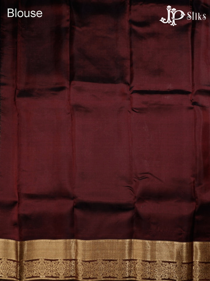 Dark Mauve and Brown Pure Silk Mixed Saree - G387