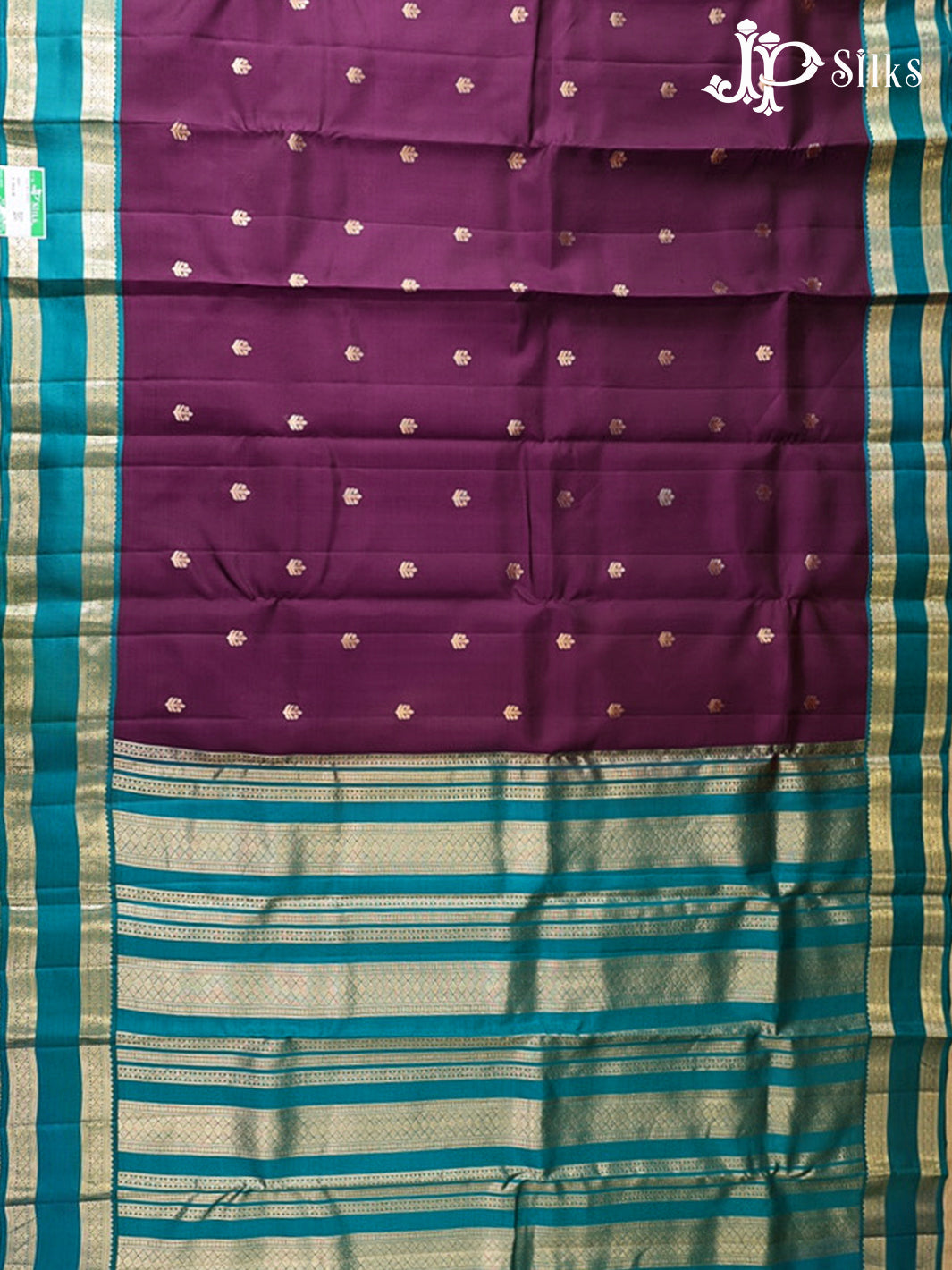 Deep Purple & Teal Green Pure Silk Mix Saree - G944