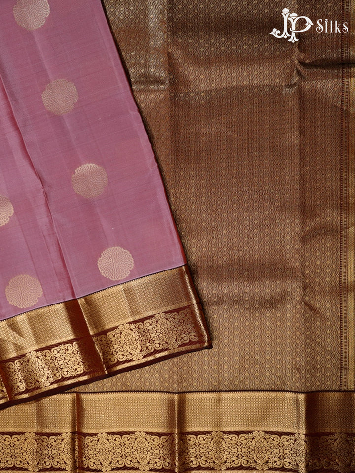Dark Mauve and Brown Pure Silk Mixed Saree - G387