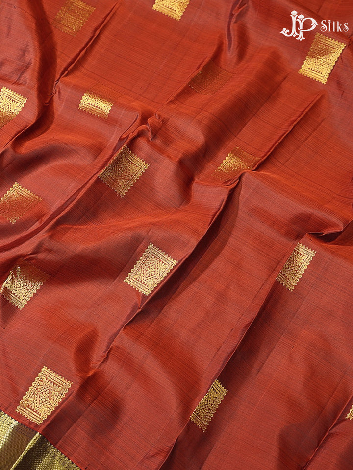 Rust Orange & Brown Kanchipuram Silk Saree - G875