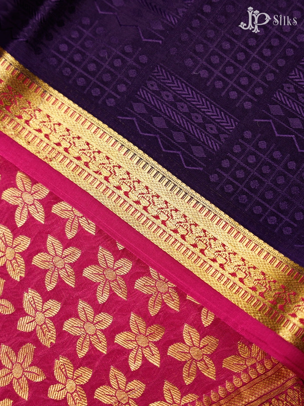 Purple And Dark Pink Mysore Silk Saree - D4801