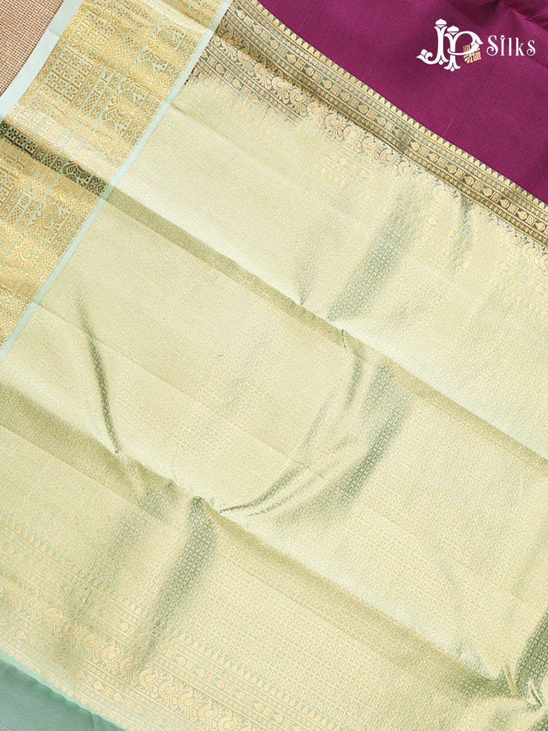 Deep Violet & Pastel Green Pure Silk Mix Saree - G946