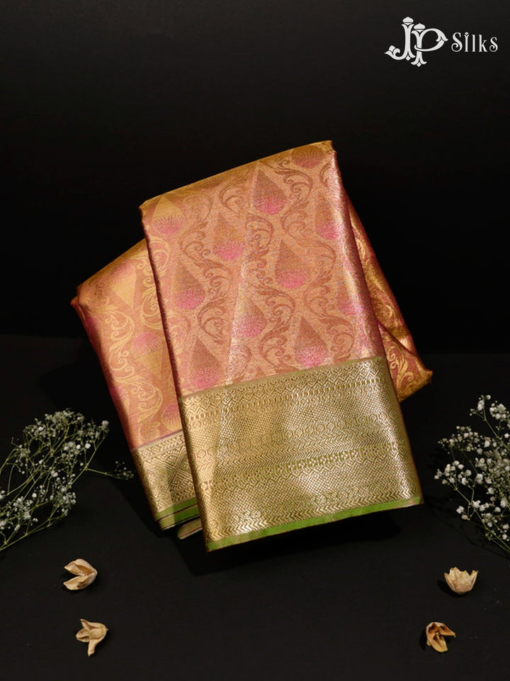 Pink and Light Green Art Silk Saree - G296