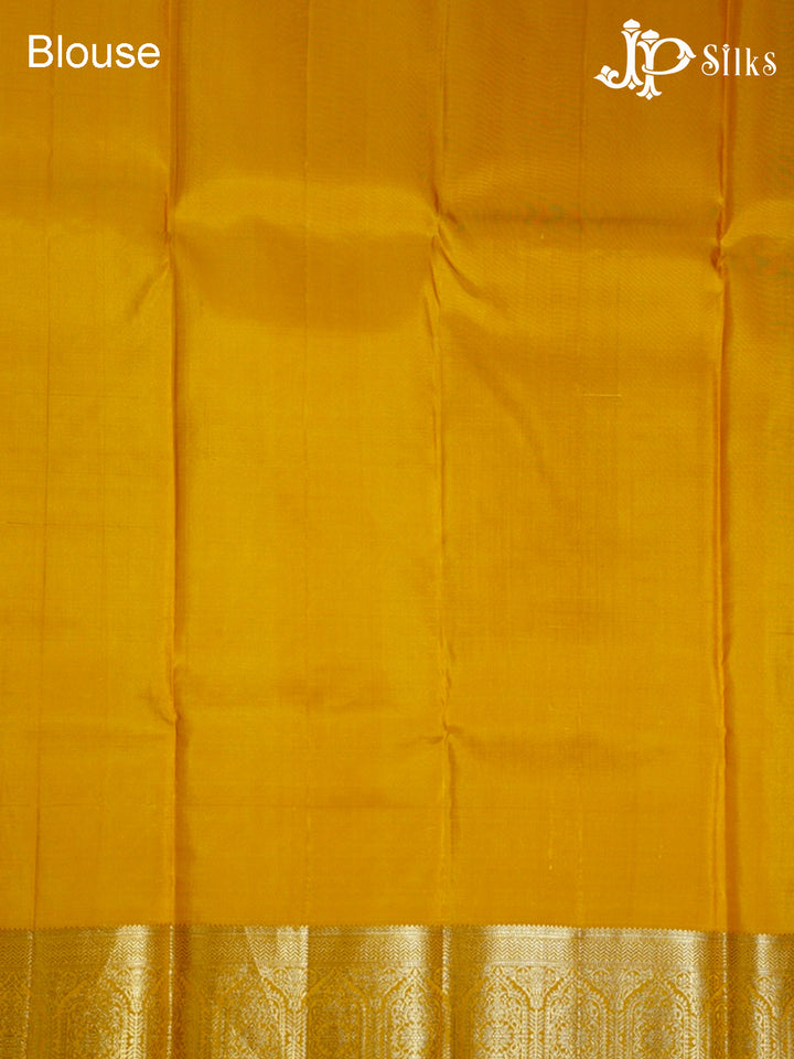 Beige-Gold and Yellow Kanjivaram Silk Saree - G420