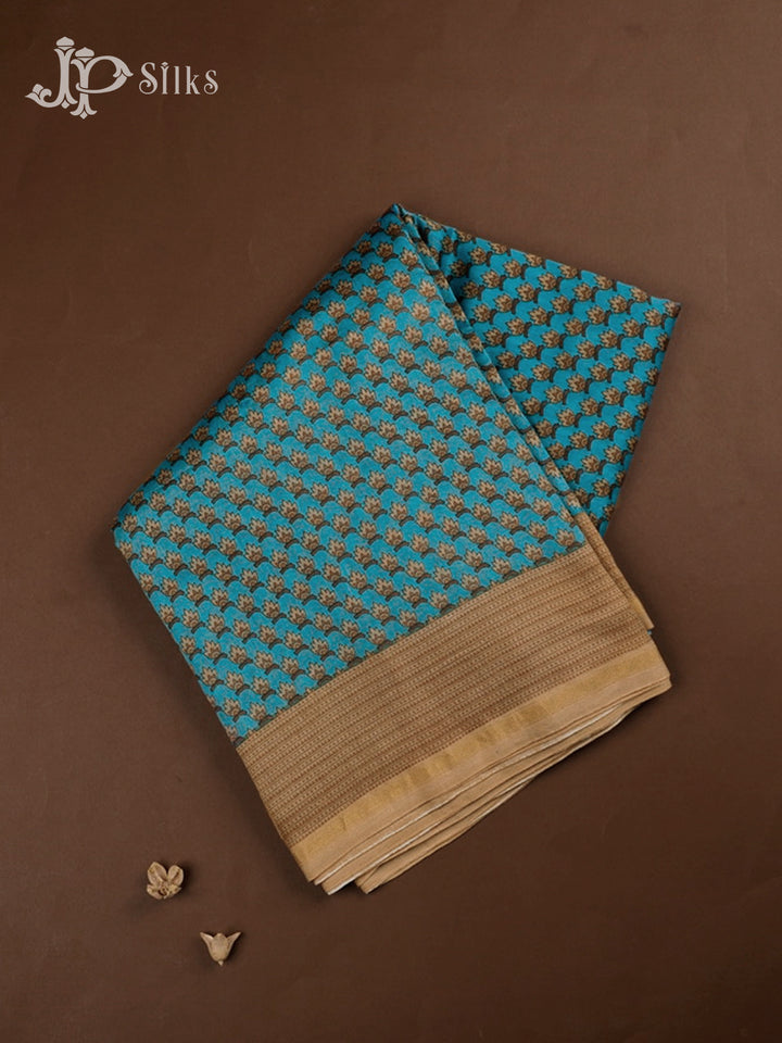 Sky Blue Semi Chanderi Saree - D429