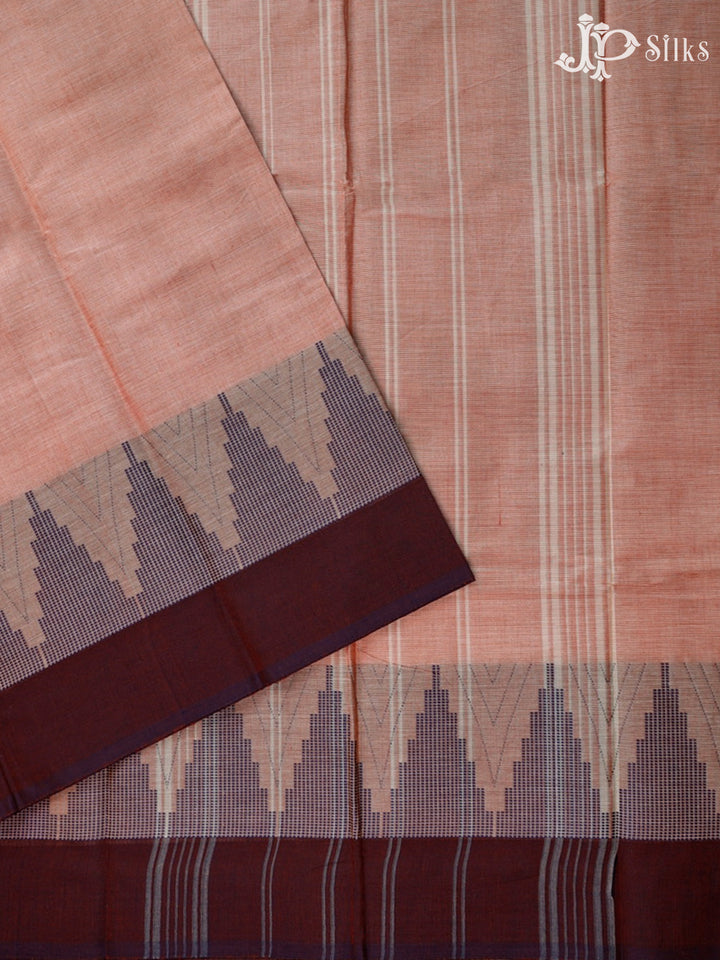 Peach Chettinad Cotton Saree - F2722