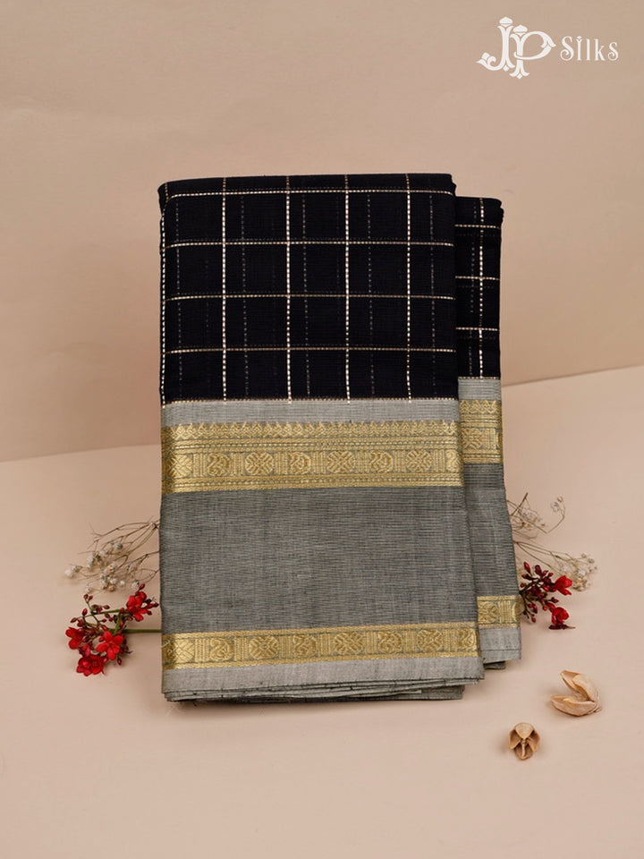 Black Kanchi Cotton Saree - F3642