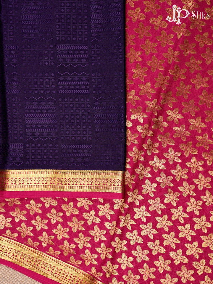 Purple And Dark Pink Mysore Silk Saree - D4801