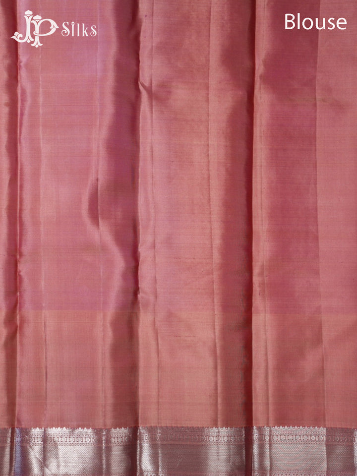 Deep Purple & Peachy Pink Kanchipuram Silk Saree - G853
