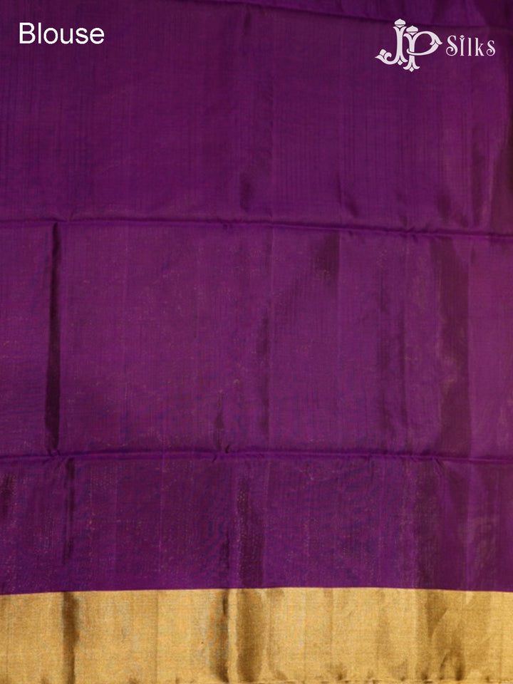 Beige and Dark Purple Soft Silk Saree - G357