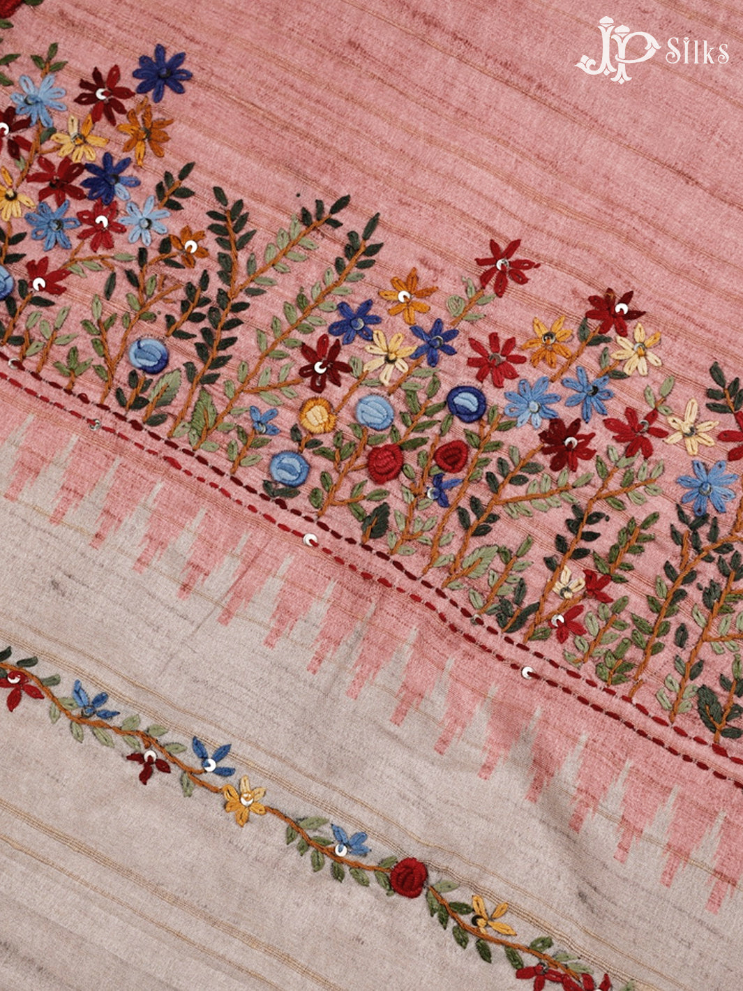 Light Peach And Beige Semi Tussar Saree - G30