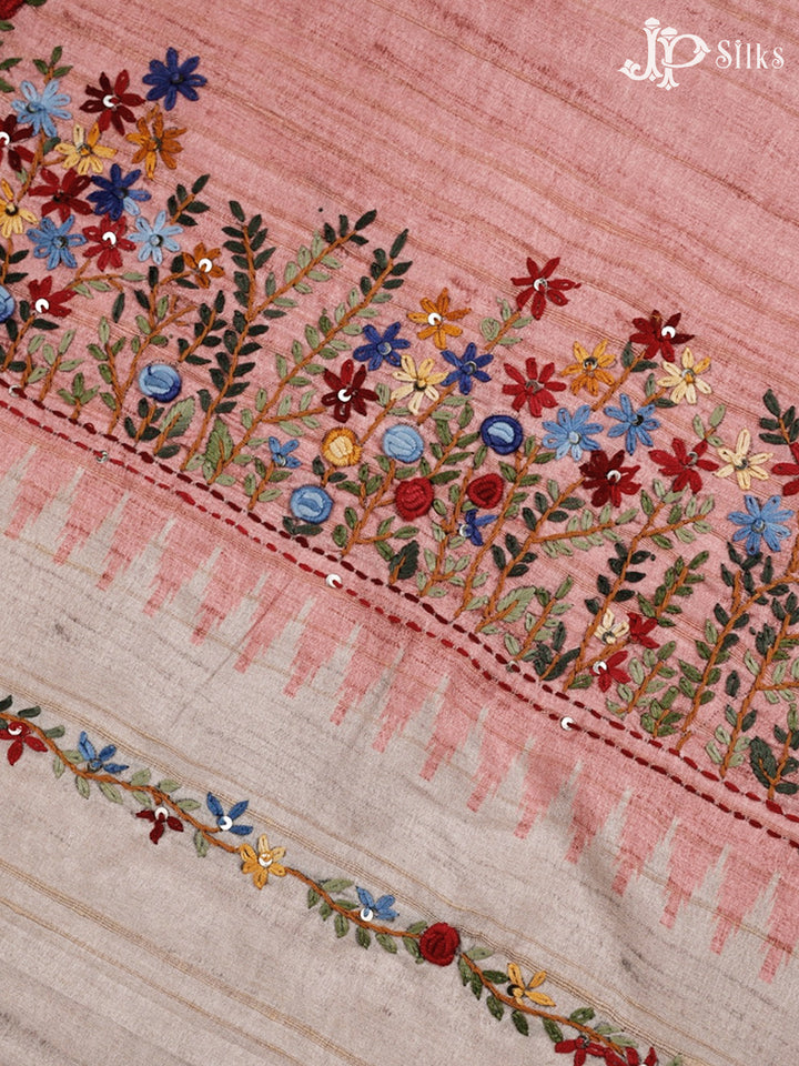 Light Peach And Beige Semi Tussar Saree - G30