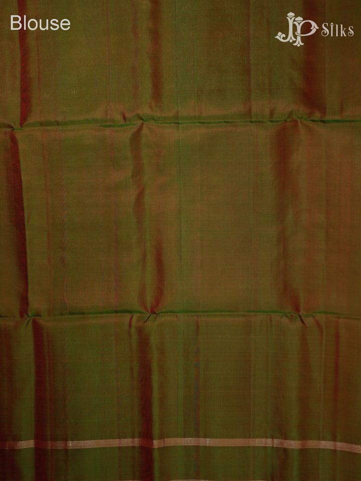 Burnt Orange and Manthulir Green Soft Silk Saree -  F2473
