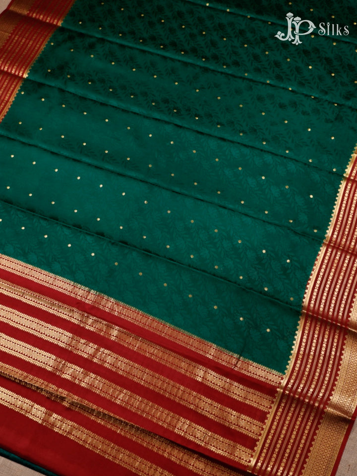 Bottle Green And Maroon Mysore Silk Saree - D4764
