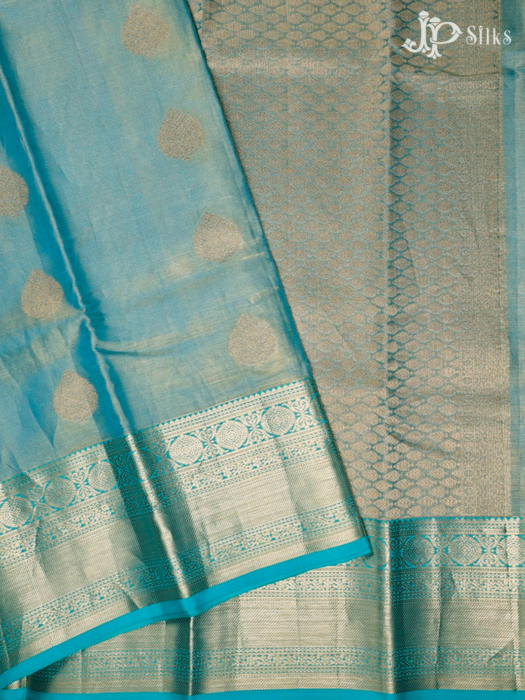 Pastel Blue Kanchipuram Tissue Fancy Silk Saree - F3570