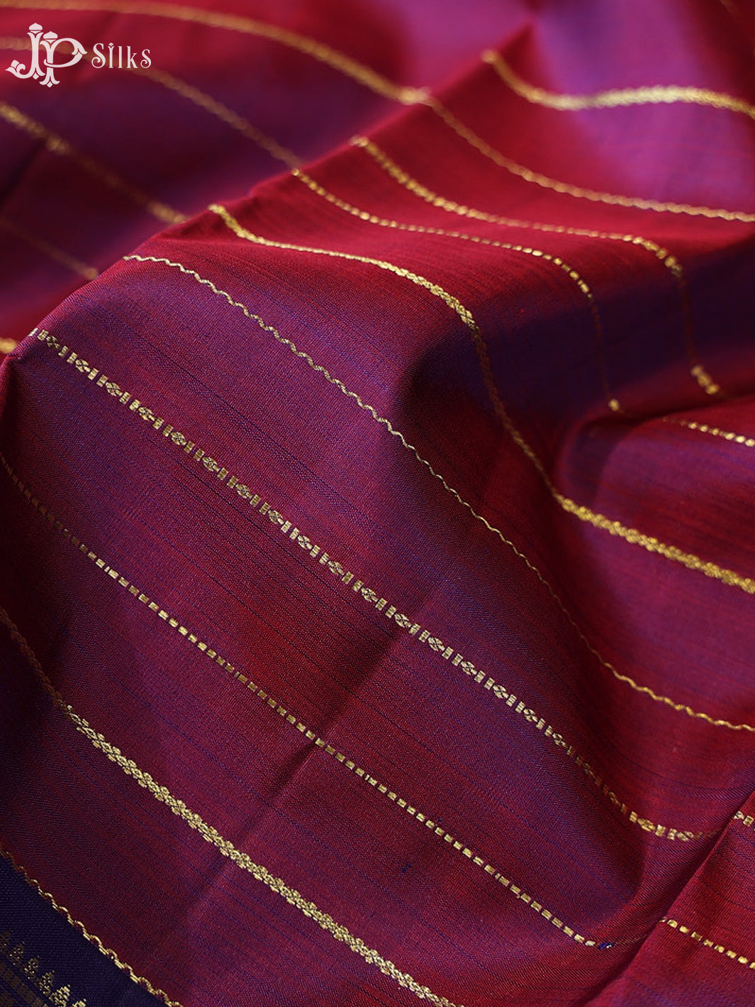 Red Purple & Deep Indigo Blue Kanchipuram Silk Saree - G855