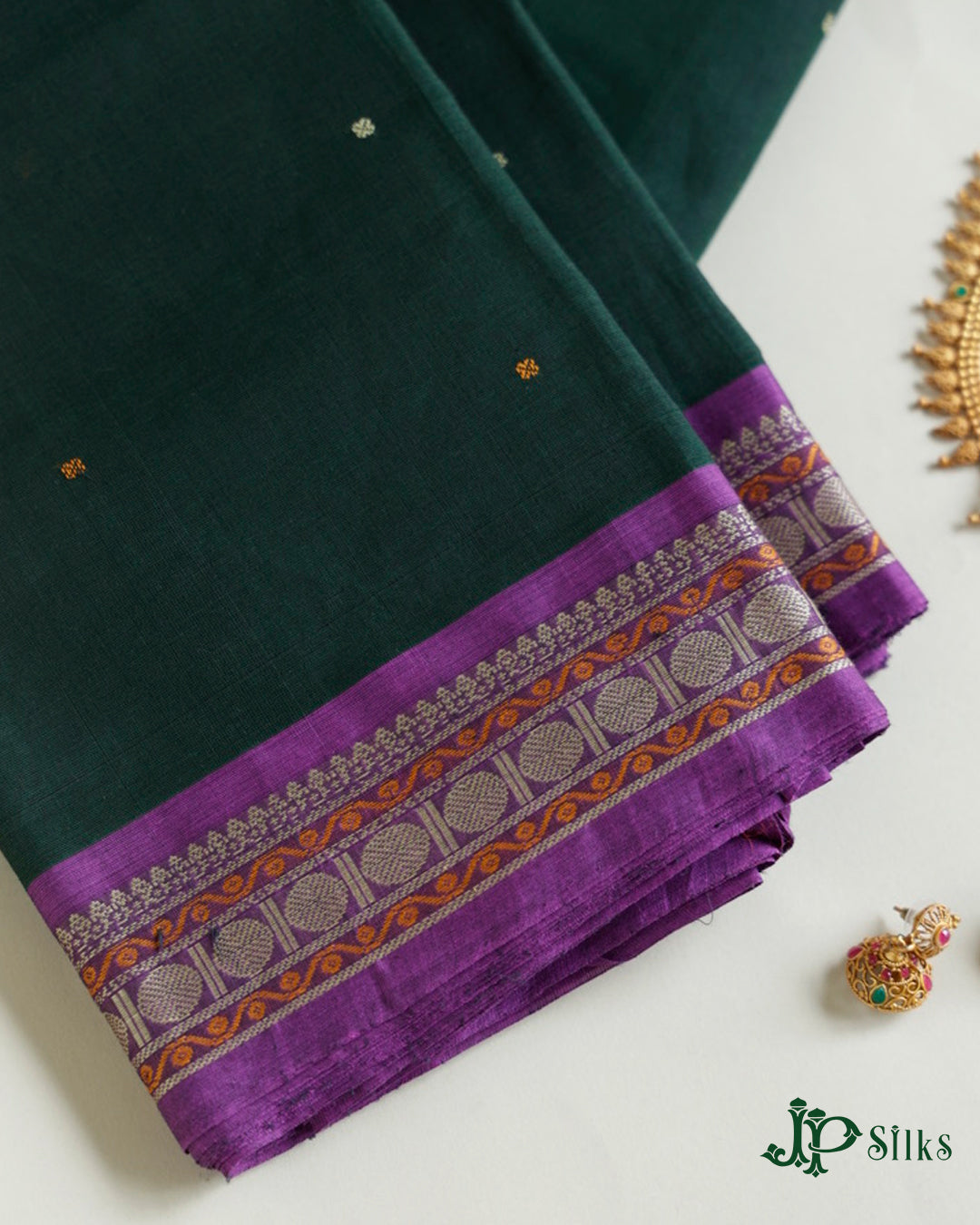Bottle Green Kanchi Cotton Saree - D9703-view6