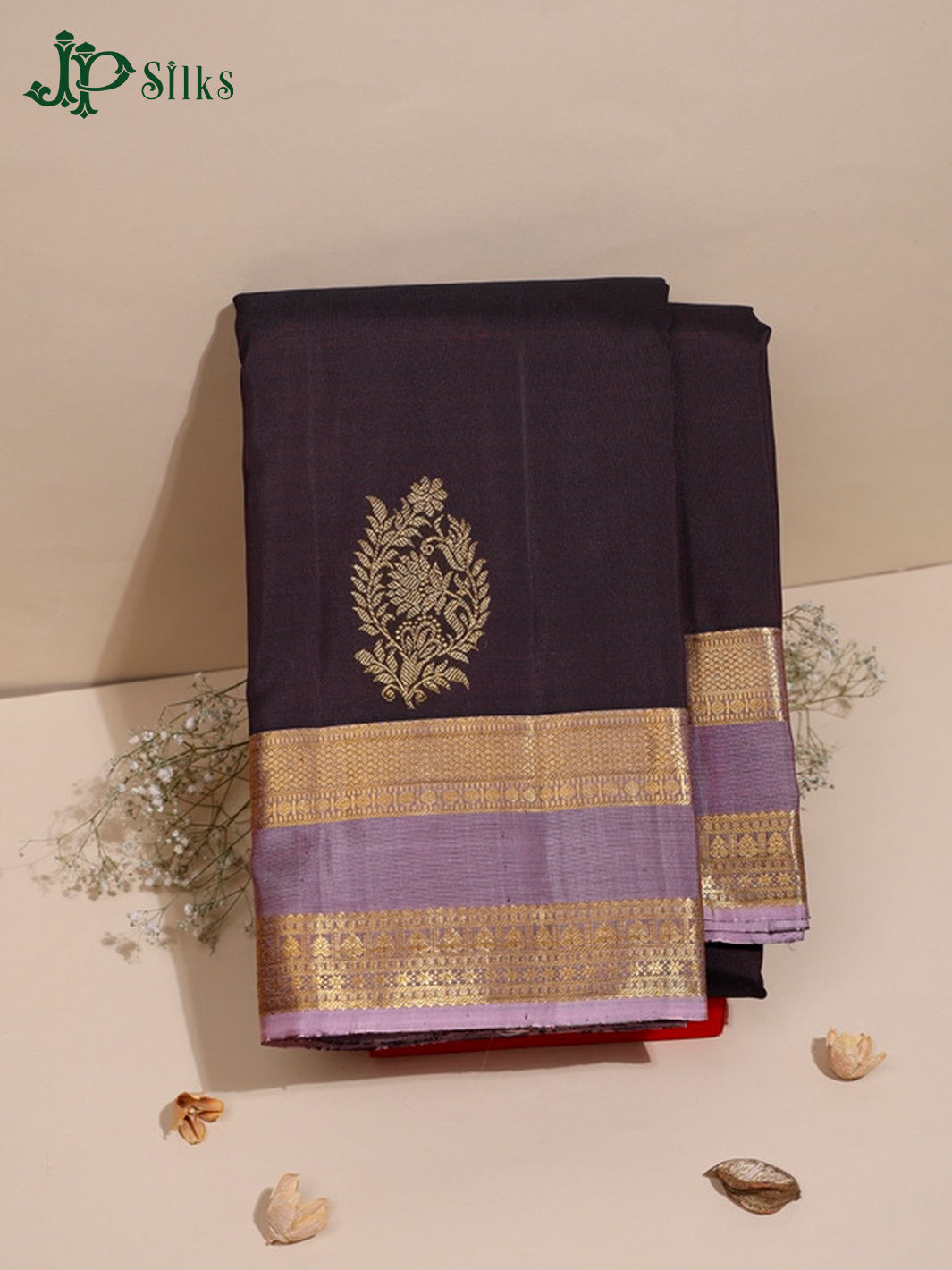 Coffee Brown & Onion Pink Kanchipuram Silk Saree - G691-view1