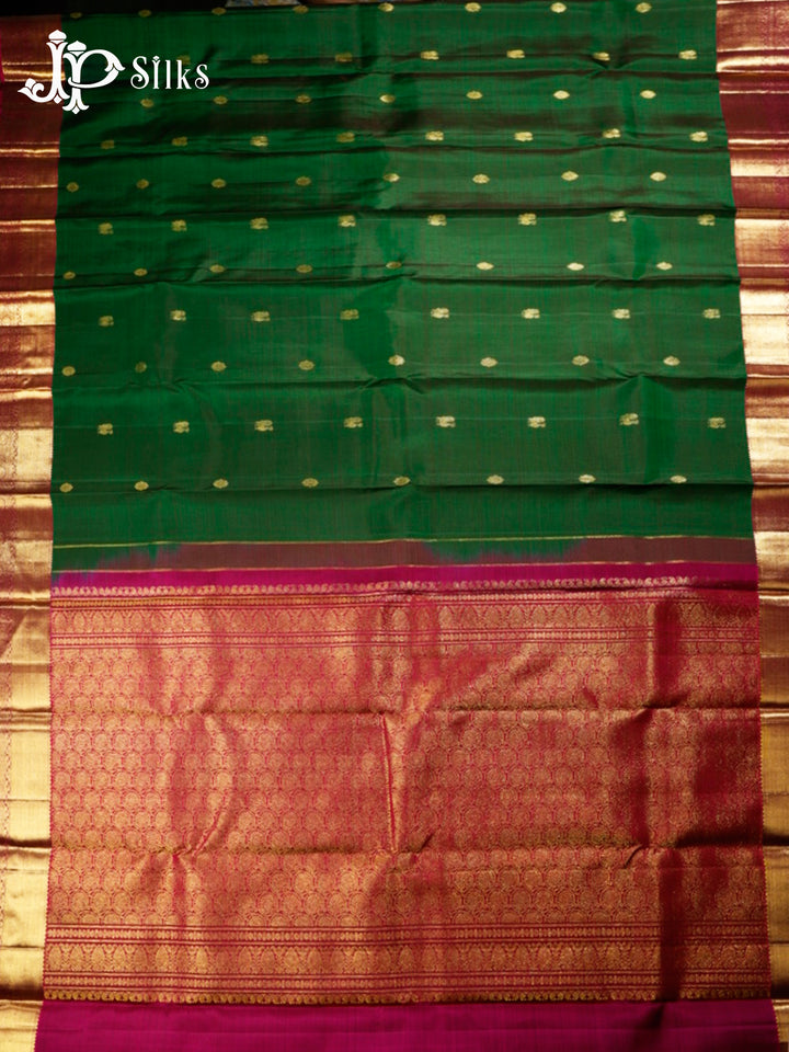 Bottle Green and Pink Kanchipuram Silk Saree - G364 “View4”
