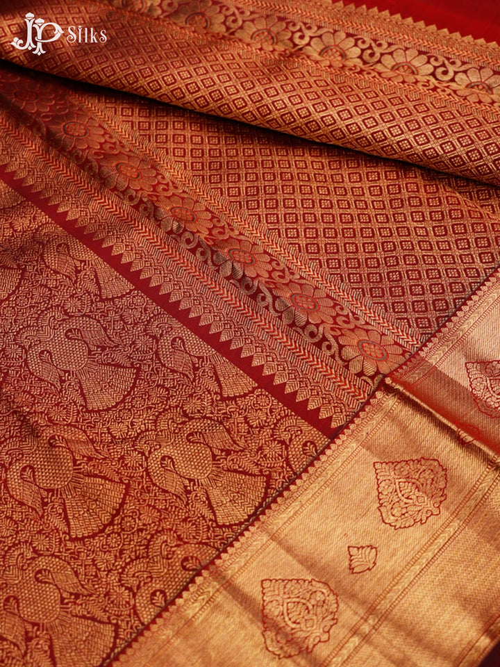Dark Maroon Bridal Kanchipuram Silk Saree - G209