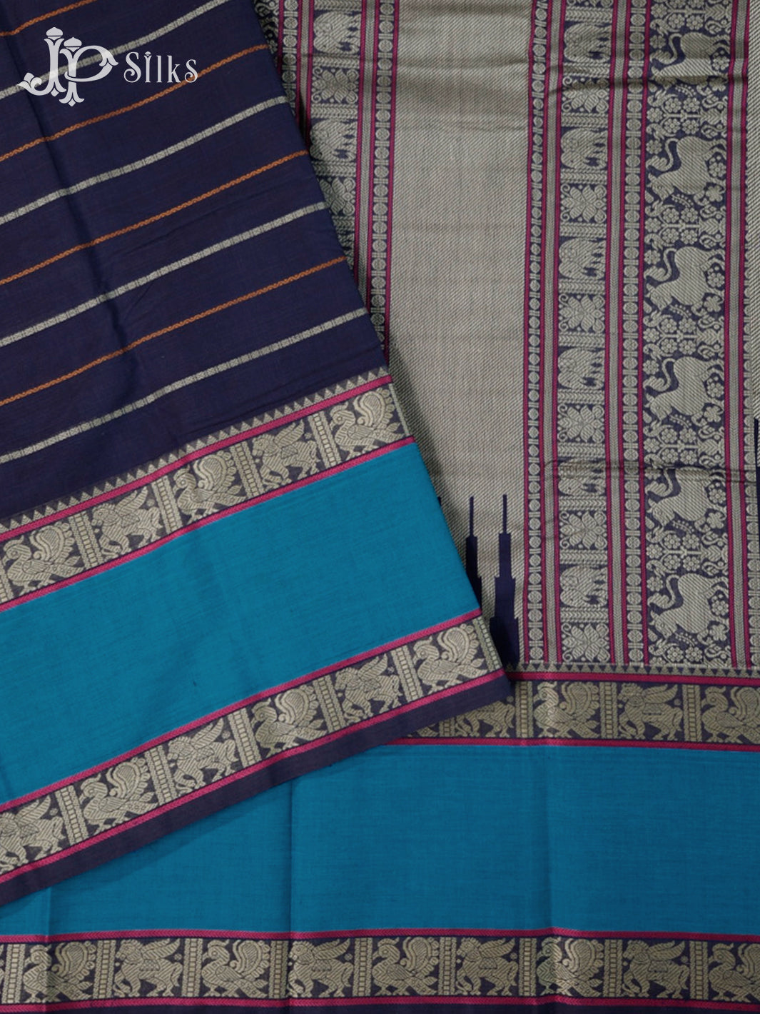 Navy Blue Kanchi Cotton Saree - D9710-view3