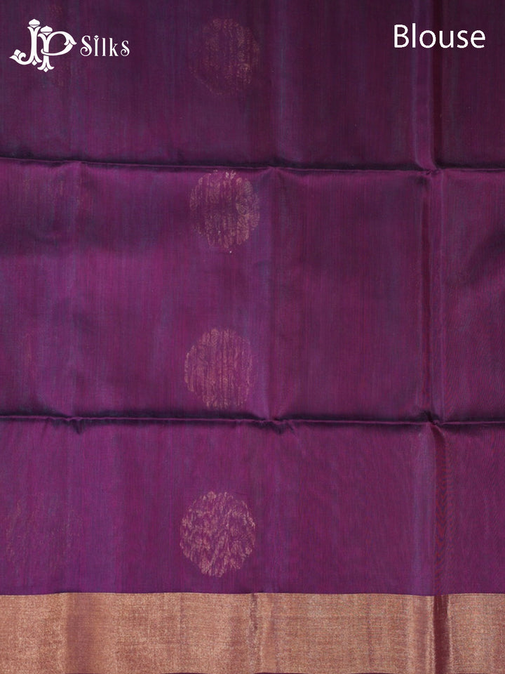 Dual shade of Blue And Deep Violet Kora Cotton Saree - G907