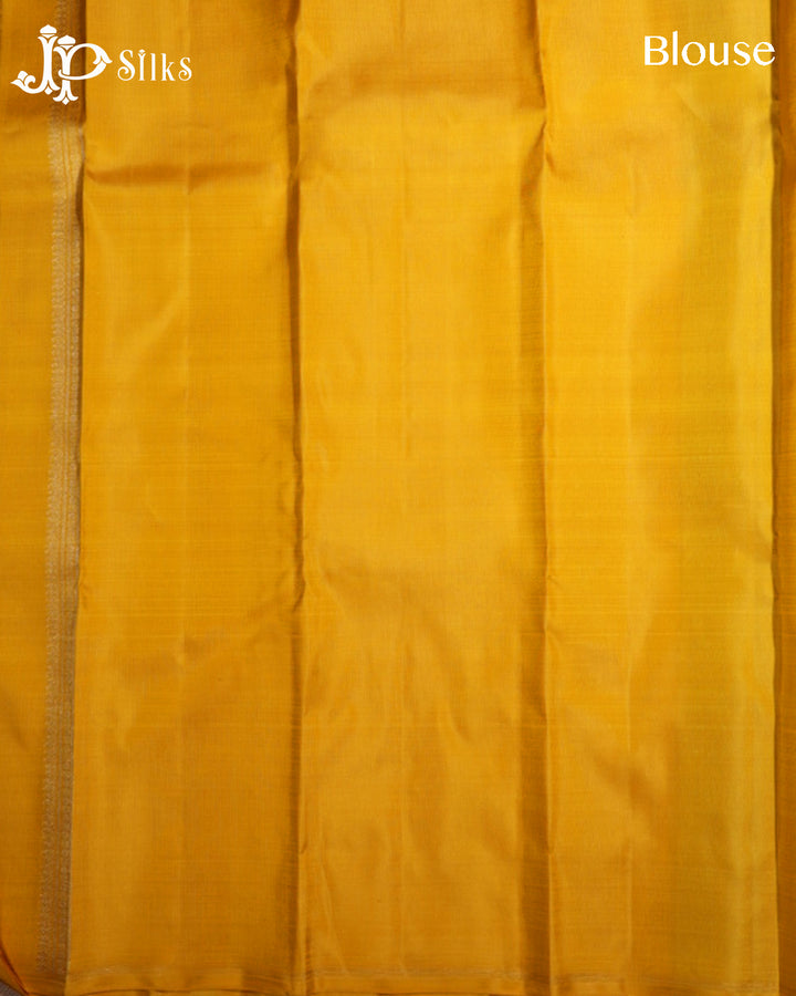 Blue Grey & Yellow Kanchipuram 2G Zari Silk Saree - H8