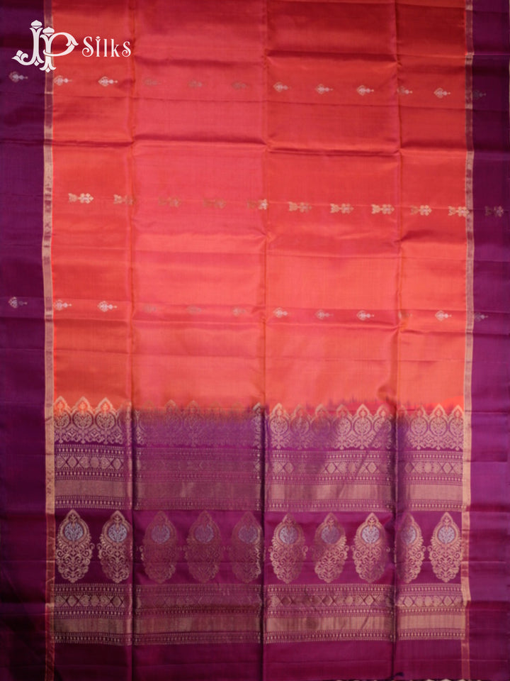 Rust Orange & Deep Purple Soft Silk Saree - G822-view6