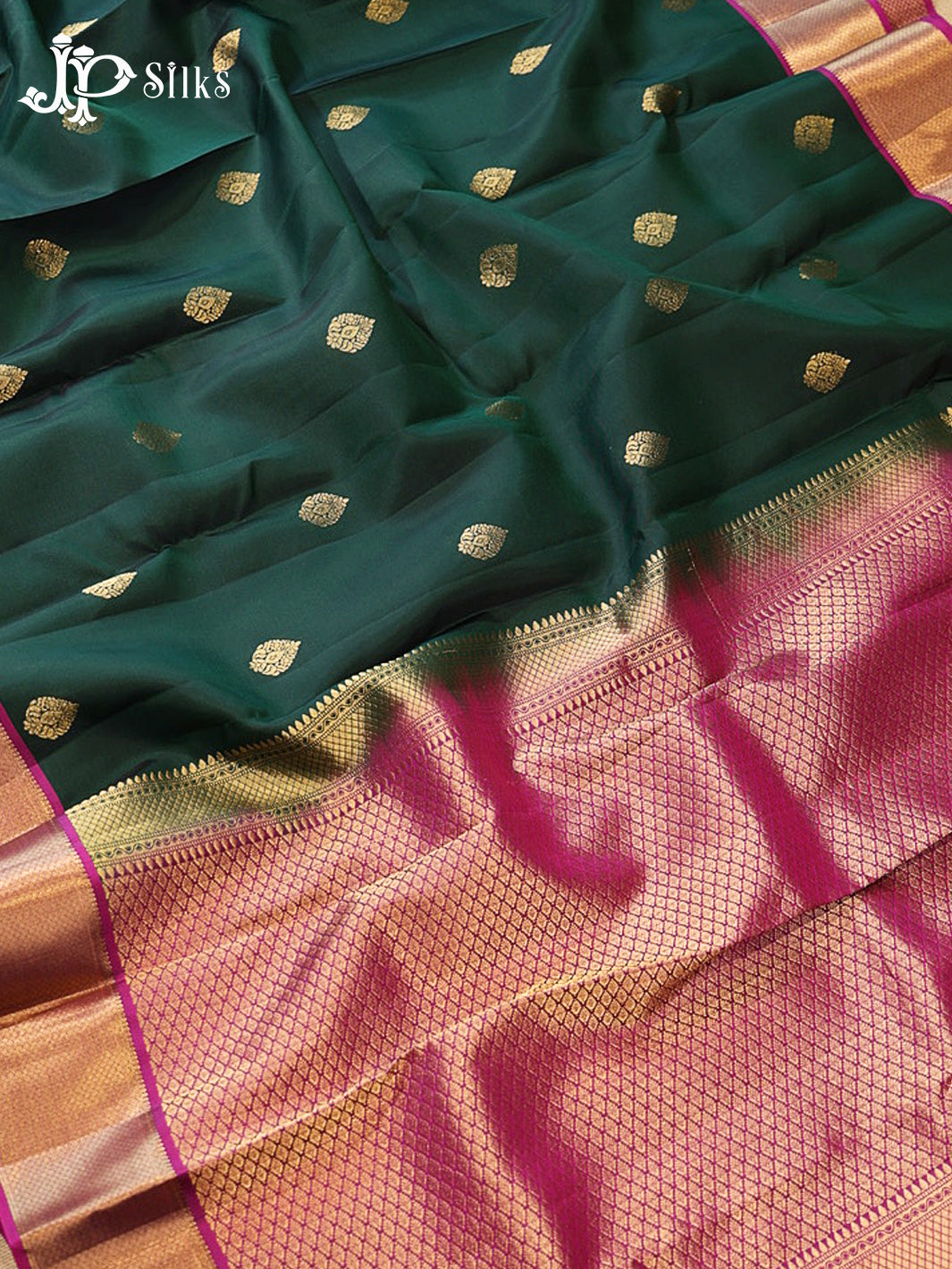 Bottle Green & Dark Magenta Pure Silk Mix Saree - G927