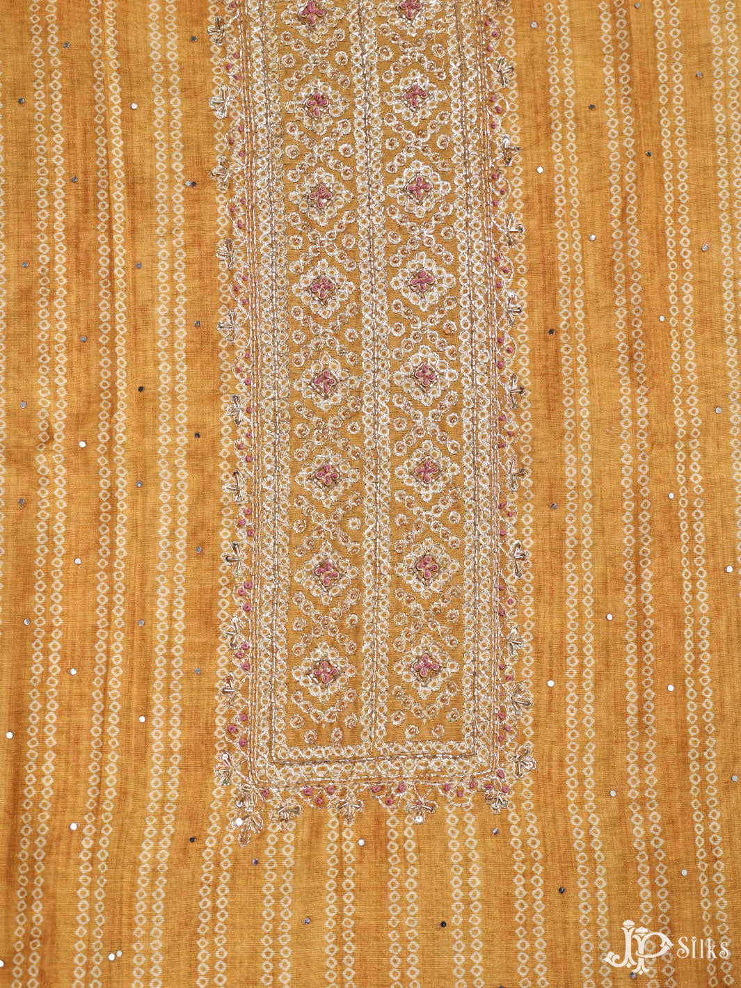 Yellow Tussar Unstiched Chudidhar Material - E1464 - View 3