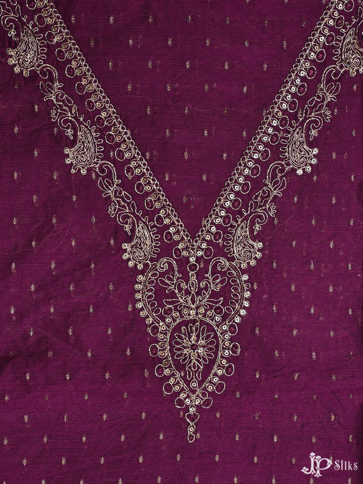 Violet and Green Banaras Unstiched Chudidhar Material - E1866 - View 3