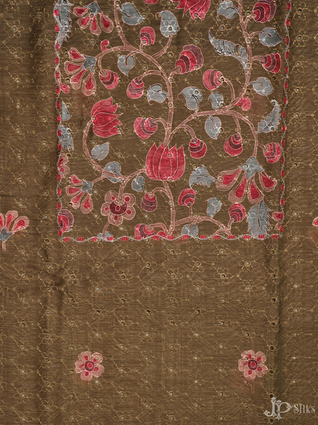 Brown Tussar Unstiched Chudidhar Material - E1902 - View 3