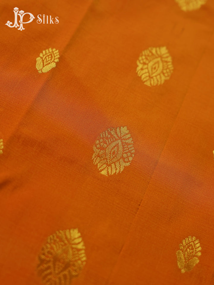 Mustard Orange with Maroon Pure Mixed Silk Saree - F2546 - View 5