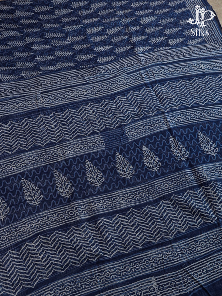 Indigo Blue Kota Cotton Saree - E6548